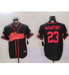 Men San Francisco 49ers 23 Christian McCaffrey Black With Patch Cool Base Stitched Baseball Jersey 5