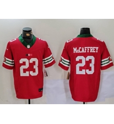 Men San Francisco 49ers 23 Christian McCaffrey Red Gold With Patch Vapor Limited Stitched Football Jersey