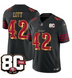 Men San Francisco 49ers 42 Ronnie Lott Black 80th Anniversary Patch Rivalries 2026 F U S E Vapor Untouchabl Limited Stitched Football Jersey Men San Francisco 49ers 42 Ronnie Lott Black 80th Anniversary Patch Rivalries 2026 F U S E Vapor Untouchabl Limited Stitched Football Jersey