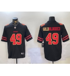 Men San Francisco 49ers 49 GoldBlooded Black Stitched Jersey 5