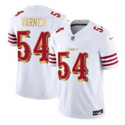 Men San Francisco 49ers 54 Fred Warner White Gold 2025 F U S E   u201CRivalries u201D Vapor Limited Stitched Football Jersey