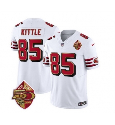 Men San Francisco 49ers 85 George Kittle White 2023 F U S E  50th Patch Vapor Untouchable Limited Stitched Football Jersey