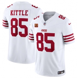 Men San Francisco 49ers 85 George Kittle White 2023 F U S E  With 4 Star C Patch Vapor Untouchable Limited Stitched Football Jersey