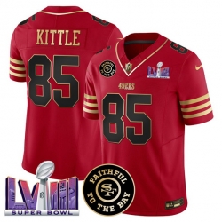 Men San Francisco 49ers 85 George kittle Red 2025 F U S E  Faithful  26 Super Bowl LVIII Patch Vapor Limited Stitched Football Jersey