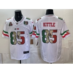 Men San Francisco 49ers  85 George kittle White Mexico 80th Anniversary Five Time Super Bowl Champions Patch 2026 F U S E  Vapor Untouchable Limited Stitch