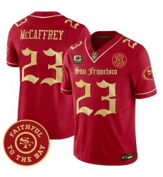 Men San Francisco 49ers Christian McCaffrey Gothic Edition Red Gold Vapor Limited Jersey Men San Francisco 49ers Christian McCaffrey Gothic Edition Red Gold Vapor Limited Jersey