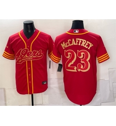 Men San Francisco 49ers  Christian McCaffrey Red Gold Cool Base Stitched Baseball Jersey