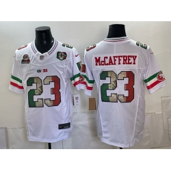 Men San Francisco 49ers  Christian McCaffrey White Mexico 80th Anniversary Five Time Super Bowl Champions Patch 2026 F U S E  Vapor Untouchable Limited Sti