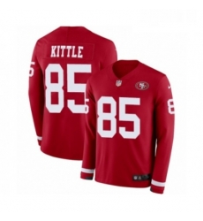 Mens Nike San Francisco 49ers 85 George Kittle Limited Red Therma Long Sleeve NFL Jersey