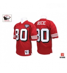 Mitchell And Ness San Francisco 49ers 80 Jerry Rice Authentic Red Team Color 75TH Patch 1994 Throwback NFL Jersey