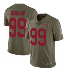 Nike 49ers 99 Javon Kinlaw Olive Men Stitched NFL Limited 2017 Salute To Service Jersey