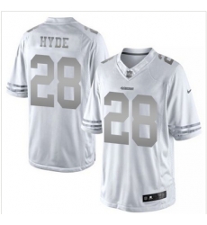 Nike San Francisco 49ers #28 Carlos Hyde White Mens Stitched NFL Limited Platinum Jersey