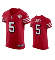 Nike San Francisco 49ers 5 Trey Lance Red Rush Men 75th Anniversary Stitched NFL Vapor Untouchable Elite Jersey