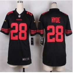 Women New 49ers #28 Carlos Hyde Black Alternate Stitched NFL Elite Jersey