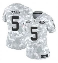 Women San Francisco 49ers 5 Joshua Dobbs 2024 F U S E Arctic Camo Salute To Service Limited Stitched Jersey