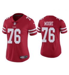 Women San Francisco 49ers 76 Jaylon Moore Red Jersey