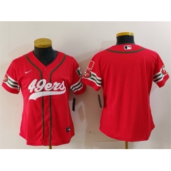 Women San Francisco 49ers Blank Red Mexico With Patch Cool Base Stitched Baseball Jersey