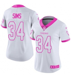 Nike Buccaneers #34 Charles Sims White Pink Womens Stitched NFL Limited Rush Fashion Jersey