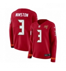 Womens Nike Tampa Bay Buccaneers 3 Jameis Winston Limited Red Therma Long Sleeve NFL Jersey