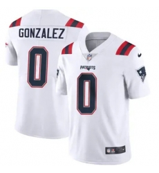 Men New England Patriots 0 Christian Gonzalez White Stitched Vapor Limited Jerseys