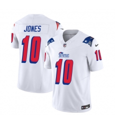 Men New England Patriots 10 Mac Jones White 2023 F U S E  Throwback Limited Stitched Football Jersey