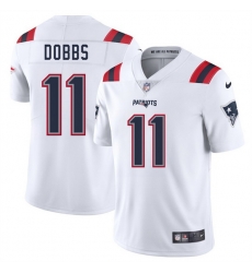 Men New England Patriots 11 Joshua Dobbs White 2025 Vapor Limited Stitched Football Jersey