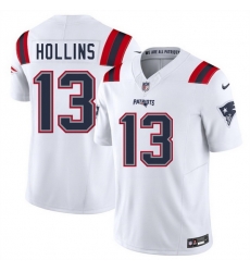 Men New England Patriots 13 Mack Hollins White 2025 F U S E  Vapor Limited Stitched Football Jersey