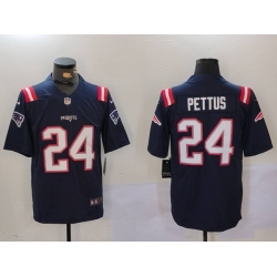 Men New England Patriots 24 Dell Pettus Navy Vapor Limited Stitched Football Jersey