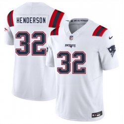 Men New England Patriots 32 TreVeyon Henderson White 2025 F U S E  Vapor Limited Stitched Football Jersey
