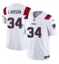 Men New England Patriots 34 Lan Larison White 2025 F U S E  Vapor Limited Stitched Football Jersey