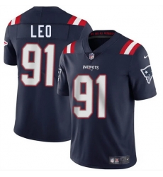 Men New England Patriots 91 Titus Leo Navy 2025 Vapor Limited Stitched Football Jersey