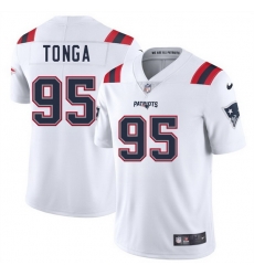 Men New England Patriots 95 Khyiris Tonga White 2025 Vapor Limited Stitched Football Jersey