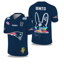 Men New England Patriots Navy 2025 2026 Bowl LX Print Jersey