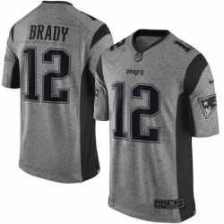 Mens Nike New England Patriots 12 Tom Brady Limited Gray Gridiron NFL Jersey