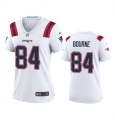 Women New England Patriots 84 Kendrick Bourne White Stitched Jersey  Run Small