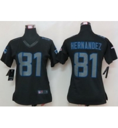 Women Nike New England Patriots 81 Hernandez Black Impact LIMITED NFL Jerseys