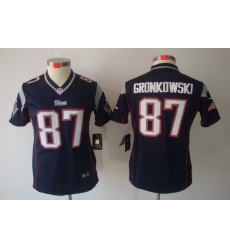 Women Nike New England Patriots 87 Rob Gronkowski Blue[Women Limited Jerseys]