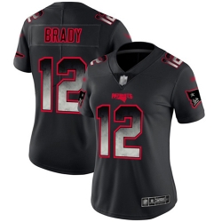 Women Patriots 12 Tom Brady Black Stitched Football Vapor Untouchable Limited Smoke Fashion Jersey