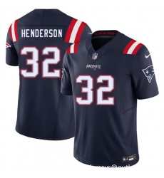 Youth New England Patriots 32 TreVeyon Henderson Navy 2025 F U S E  Vapor Limited Stitched Football Jersey