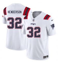 Youth New England Patriots 32 TreVeyon Henderson White 2025 F U S E  Vapor Limited Stitched Football Jersey
