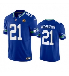 Men Seattle Seahawks 21 Devon Witherspoon Royal 2023 F U S E Throwback With John Madden Patch Vapor Limited Stitched Football Jersey Men Seattle Seahawks 21 Devon Witherspoon Royal 2023 F U S E Throwback With John Madden Patch Vapor Limited Stitched Football Jersey