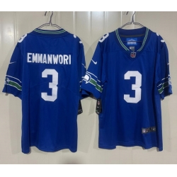 Men Seattle Seahawks 3 Nick Emmanwori Blue 2025 F U S E Vapor Untouchable Limited Stitched Football Jersey