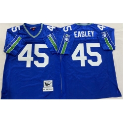 Men Seattle Seahawks 45 Kenny Easley Royal Throwback Stitched Football Jersey