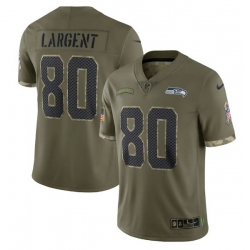 Men Seattle Seahawks 80 Steve Largent Olive 2022 Salute To Service Limited Stitched Jersey