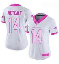 Seahawks #14 D K Metcalf White Pink Women Stitched Football Limited Rush Fashion Jersey Seahawks #14 D K Metcalf White Pink Women Stitched Football Limited Rush Fashion Jersey