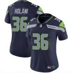 Women Seattle Seahawks 36 George Holani Navy Vapor Limited Stitched Football Jersey