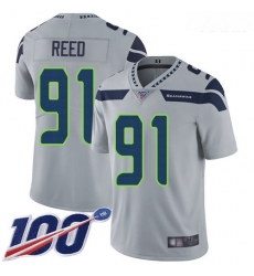 Seahawks #91 Jarran Reed Grey Alternate Youth Stitched Football 100th Season Vapor Limited Jersey