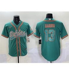 Men Miami Dolphins 13 Dan Marino Aqua Cool Base Stitched Baseball Jersey
