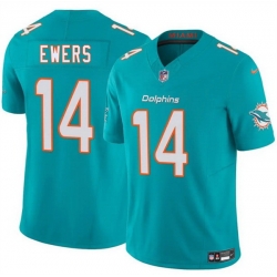 Men Miami Dolphins 14 Quinn Ewers Aqua 2025 Draft F U S E  Vapor Limited Stitched Football Jersey