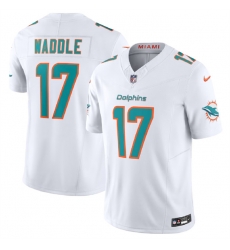Men Miami Dolphins 17 Jaylen Waddle White 2023 F U S E Vapor Limited Stitched Football Jersey